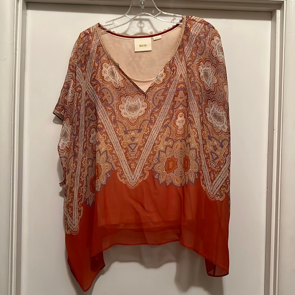 Maeve Orange Boho Blouse (Anthropologie brand)